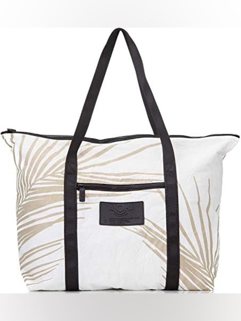 ALOHA tyvek tote bag white green palm leaves beach pool waterproof purse swim